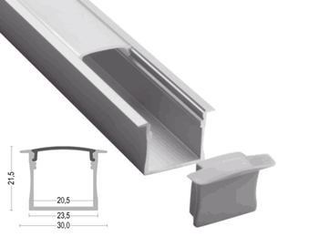 K55 30x21.5mm Recessed LED Aluminum Channel